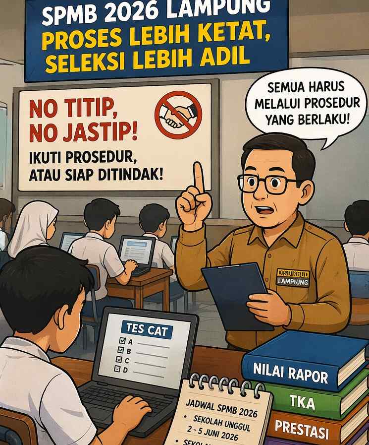 SPMB Lampung 2026 Gunakan CAT, Tagline “No Titip No Jastip” Ditegaskan