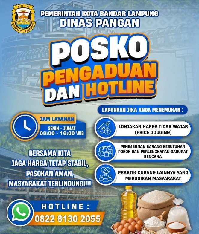 Pemkot Bandar Lampung Buka Hotline, Warga Bisa Laporkan Penimbunan Pangan