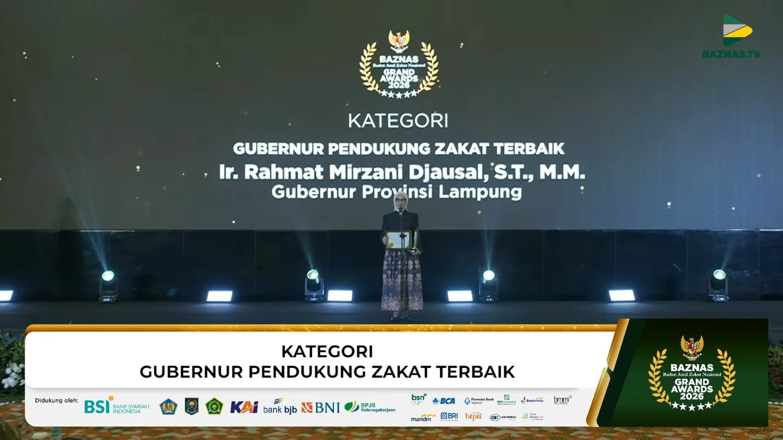 Mirza Raih Penghargaan Gubernur Pendukung Zakat Terbaik di Grand BAZNAS Awards 2026